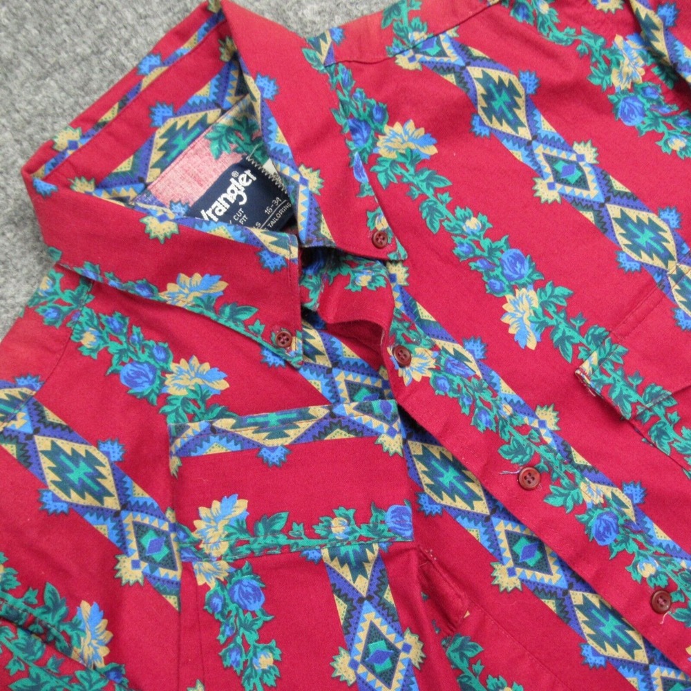 Wrangler Shirt Men 16 34 Southwestern  X Long‎ Tails Cowboy Cut Aztec Floral USA